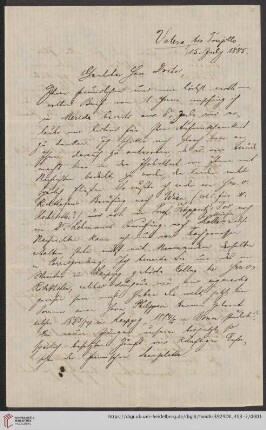 Nachlass Alfred Hettner, Eingegangene Briefe, Korrespondenz Wilhelm Sievers/Alfred Hettner: Brief von Wilhelm Sievers an Alfred Hettner