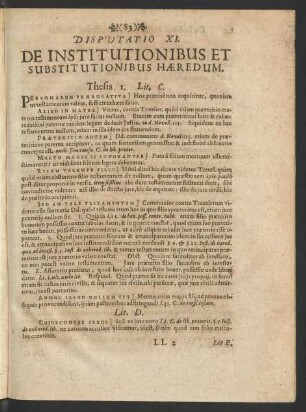 Disputatio XI. De Institutionibus Et Substitutionibus ...