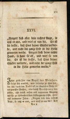 371-383, XXVI. "Aergert dich aber dein rechtes Auge, so reiß es aus, ...