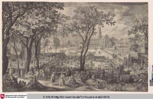 [Fröhliche Gesellschaft in einem Wald bei einem Schloss; Merry Company in a Forest near a Castle]