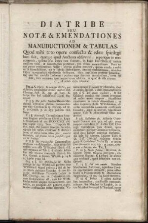 Diatribe Seu Notæ & Emendationes Ad Manuductionem & Tabulas.