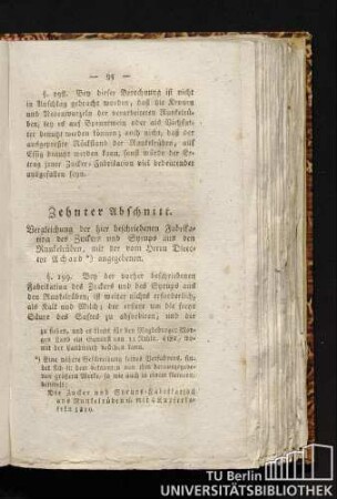 Zehnter Abschnitt. Vergleichung der hier beschriebenen Fabrikation des Zuckers und Syrups aus den Runkelrüben, mit der vom Herrn Director Achard angegebenen.
