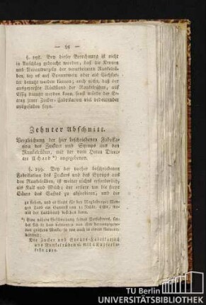 Zehnter Abschnitt. Vergleichung der hier beschriebenen Fabrikation des Zuckers und Syrups aus den Runkelrüben, mit der vom Herrn Director Achard angegebenen.