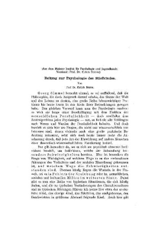 Beitrag zur Psychologie des Stiefkindes