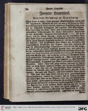 Zweyter Haupttitul: Von dem Reichstag zu Regenspurg
