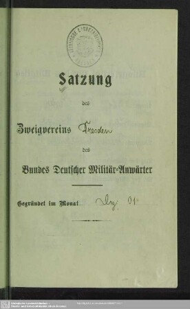 Satzung des Zweigvereins Dresden des Bundes Deutscher Militäranwärter