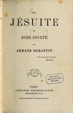 Un Jésuite de robe courte par Armand Durantin