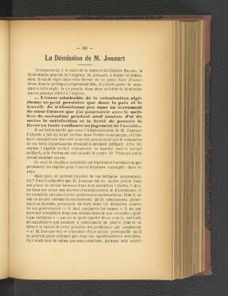 La Démission de M. Jonnart.