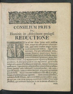Consilium Prius De Hominis in Atheismum prolapsi Reductione