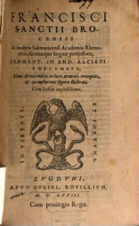 Commentatio in Andr. Alciati Emblemata