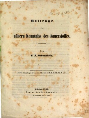 Beiträge zur nähern Kenntniss des Sauerstoffes