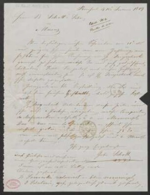 Brief an B. Schott's Söhne : 16.07.1849