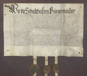 Erbhuldigungsrevers der Stadt und des Amtes Stollhofen gegen Markgraf Philipp II. von Baden-Baden als dessen Leibeigene