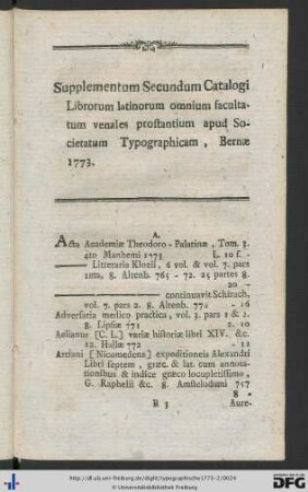 Supplementum Secundum Catalogi.