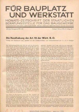 Die Handhabung des Art. 98 der Württ. B.-O.