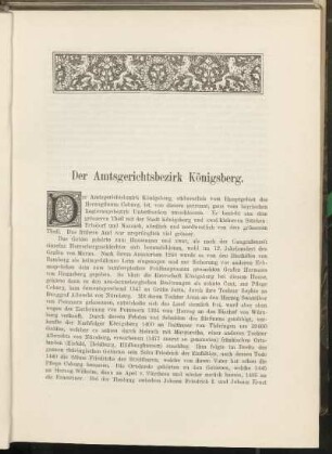 Der Amtsgerichtsbezirk Königsberg. [Einleitung]