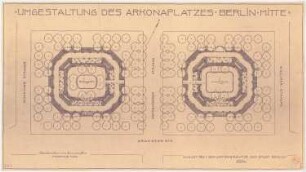 Umgestaltung des Arkonaplatzes, Berlin-Mitte: Platzanlage im Grundriss 1:250, Maßstabsleiste