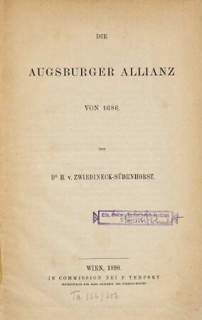 Die Augsburger Allianz von 1686