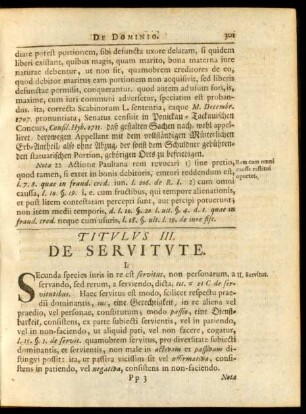 Titulus III. De Servitute