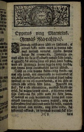 Öppetus ning Maenitsus. Armas Ma-rahwas