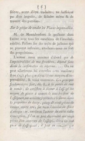 Sur le projet de rendre les Places imprenables