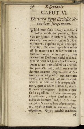 Caput VI. De vero signo Ecclesiæ Secundum scripturam.