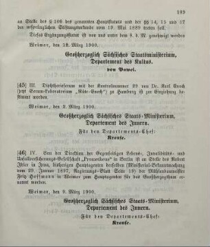 46. Ministerial-Bekanntmachung, betreffend Wechsel in der Hauptagentur der Gegenseitigen Lebens-, Invaliditäts- und Unfallversicherungs-Gesellschaft "Prometheus" in Berlin