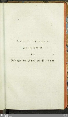 Anmerkungen zum ersten Bande der Geschichte der Kunst des Alterthums