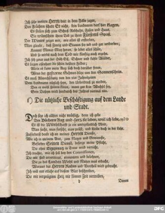 f) Die nützliche Beschäftigung auf dem Lande und Stadt.