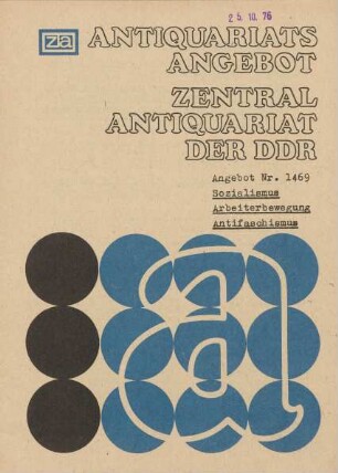 Nr. 1469: Sozialismus Arbeiterbewegung Antifaschismus