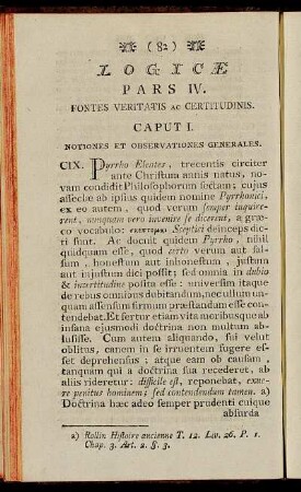 Logicæ Pars IV. Fontes veritatis ac certitudinis.