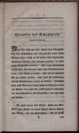 Charakter des Schachspiels