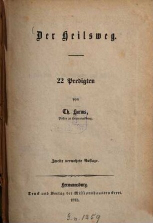 Der Heilsweg : 22 Predigten
