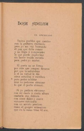 Hoja suelta : Un aficionado