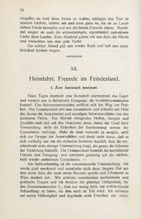 XII. Heimfahrt. Freunde im Feindesland.