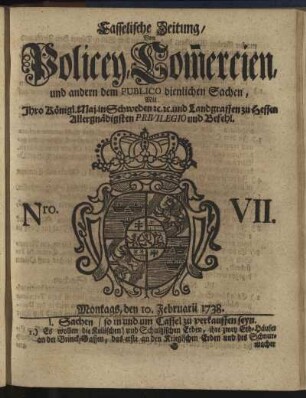 Nro. VII, Montags, den 10. Februarii 1738