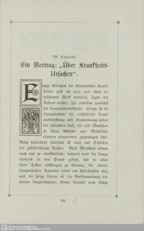 18. Ein Vortrag "Über Krankheitsursachen"