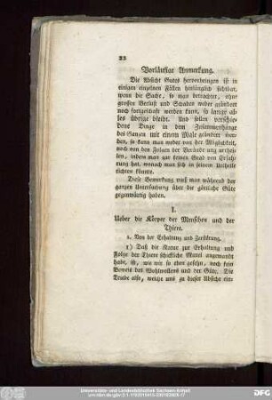 I. Ueber die Körper der Menschen und der Thiere.