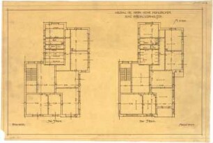Billing, Hermann; Karlsruhe, Hirschstr. 101 a / Vorholzstr.; Haus Kohlbecker - Grundriss 2. OG; Grundriss 3. OG