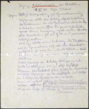 Handschriftliches Protokoll einer Sitzung des Arbeitsausschusses der Künstlervereinigung "Die Abstrakten" - Sachkonvolut