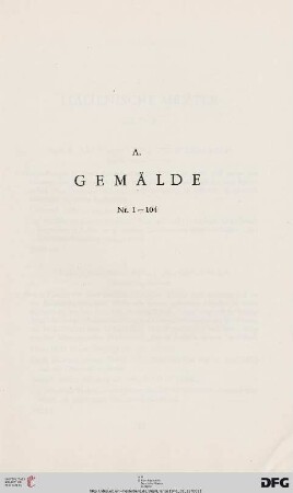 A. Gemälde (Nr. 1-104)
