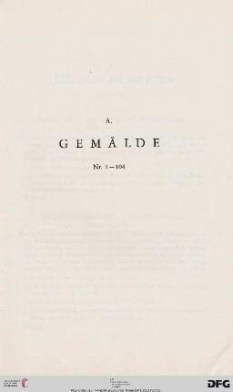 A. Gemälde (Nr. 1-104)