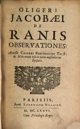 De ranis observationes