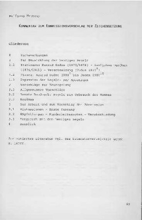 Kommentar zum Kommissionsvorschlag der Zeichensetzung