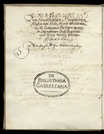 Dedikation für Landgraf Wilhelm VI. von Hessen-Kassel