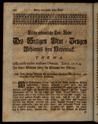 160-171, Eilfte erbauliche Lob-Rede Des heiligen Blut-Zeugen Johannis von Nepomuck.
