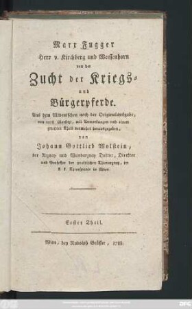 Theil 1: Von der Zucht der Kriegs- und Bürgerpferde