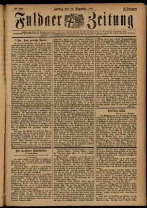 Ausgabe vom Freitag, den 18. Dezember 1891.