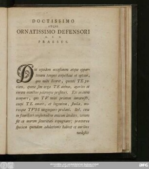 Doctissimo Atque Ornatissimo Defensori