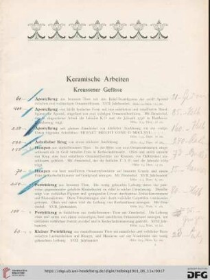 Keramische Arbeiten (Nr. 1-190)